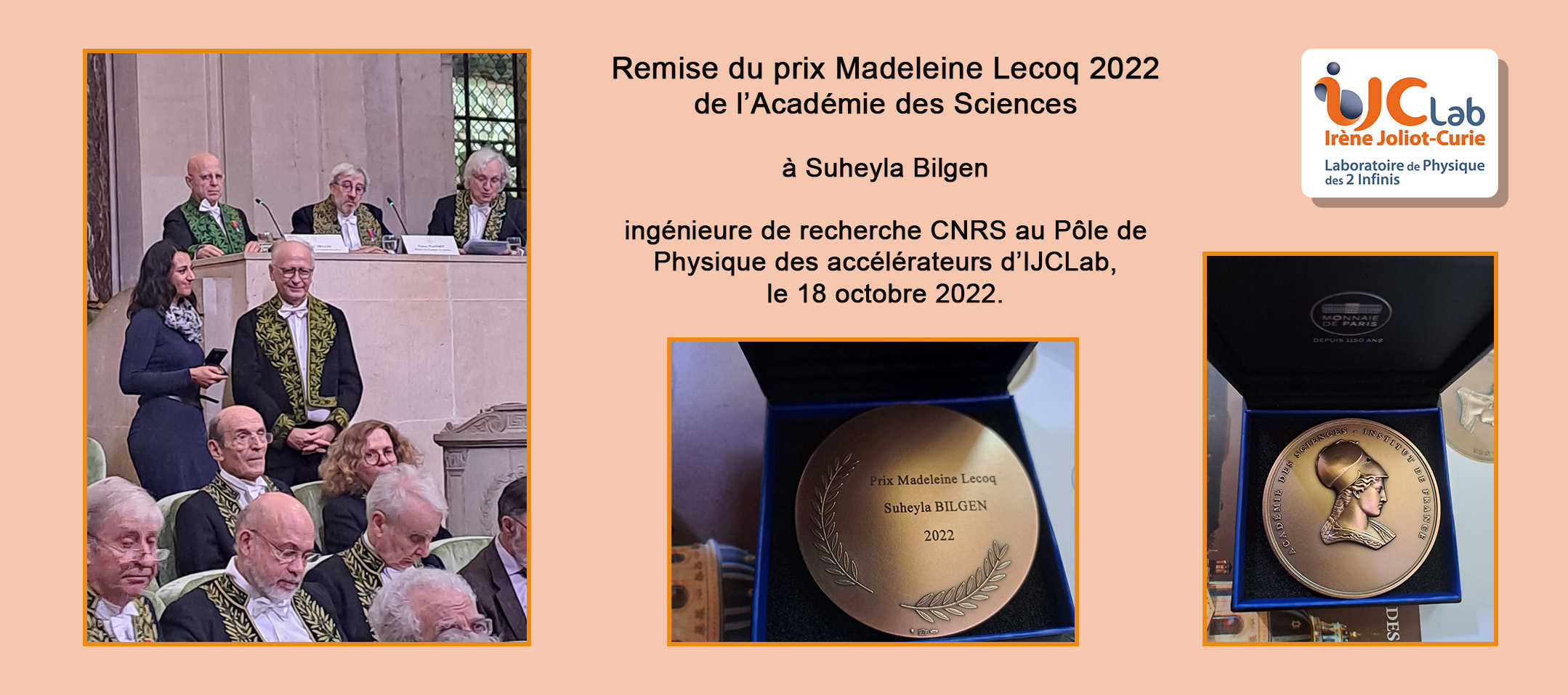 The Madeleine Lecoq Prize from the Academy of Sciences awarded to Suheyla Bilgen