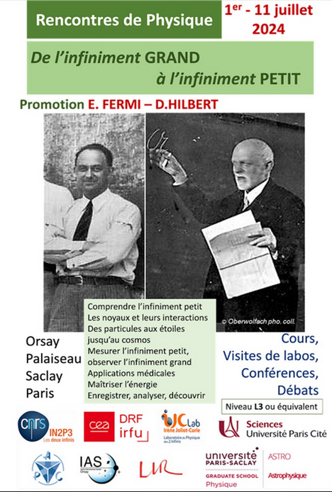 XII-ième Rencontres d'été de physique de l'infiniment grand à l'infiniment petit : 2024 promotion David Hilbert et Enrico Fermi